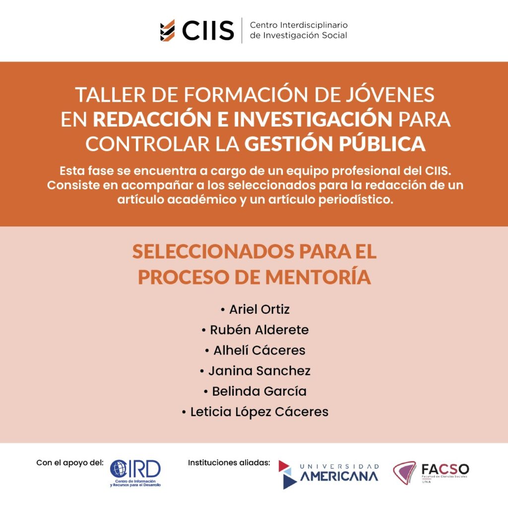 Seis jóvenes aprueban e integran la etapa de mentoría sobre control gestión pública y la ejecución presupuestaria
